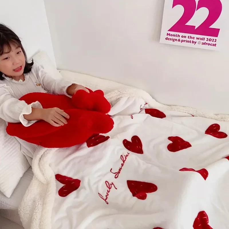 Молочное бархатное одеяло детское одеяло утолщенное бархатное одеяло ягненка утолщенное двухстороннее бархатное обеденное одеяло