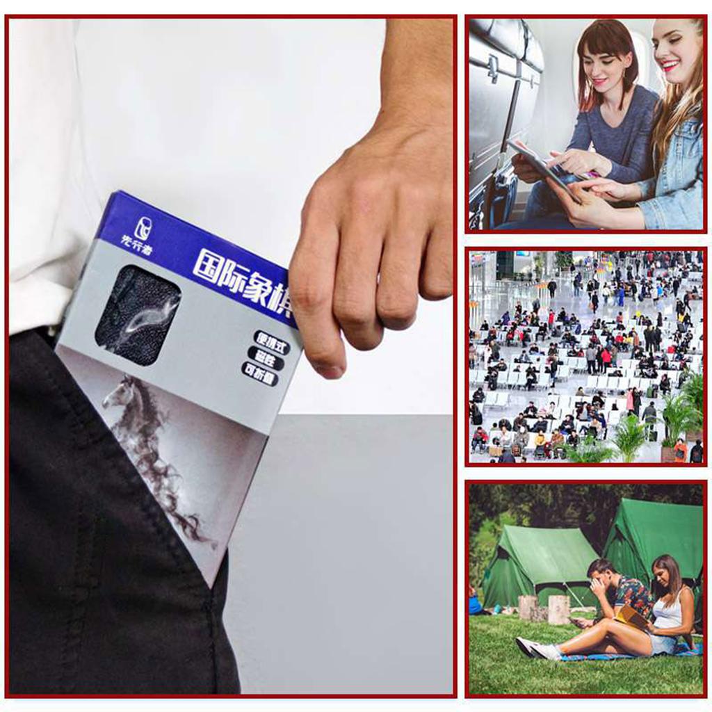 Foldable Chess Board Mini Size Magnetic Chess Set Travel Portable Wallet Pocket Chess Board Game for Camping Family Game