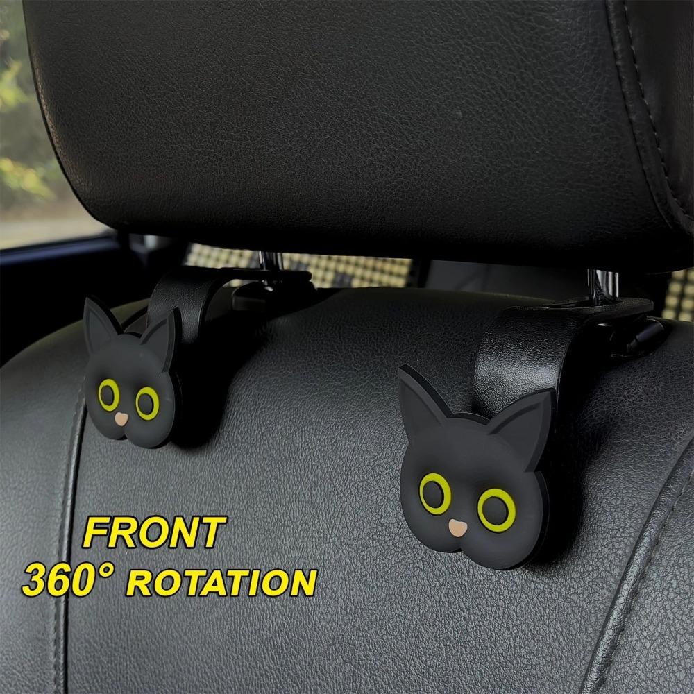 2Pcs Cartoon Cat Car Clips Durable Front Seat Headrest Organizer Auto Fastener Hangers Universal