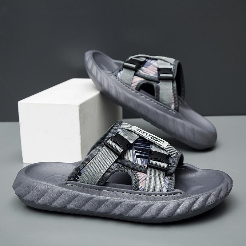 Модные мужские уличные повседневные тапочки летние с мягкой подошвой удобные противоскользящие пляжные туфли модные на толстой подошве дышащие сандалии шлепанцы для ходьбы