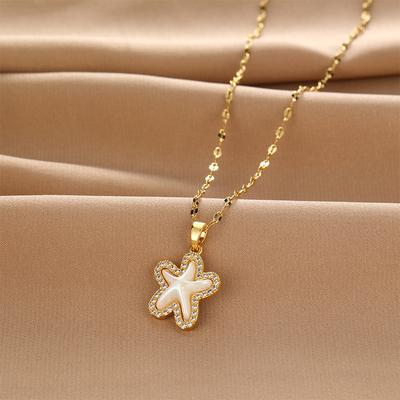 Ожерелье Xiulu Starfish Pearl, женская, чувственная, универсальная, трендовая, с микро-инкрустацией, подвеска на ключицу