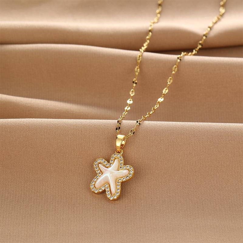 Ожерелье Xiulu Starfish Pearl, женская, чувственная, универсальная, трендовая, с микро-инкрустацией, подвеска на ключицу