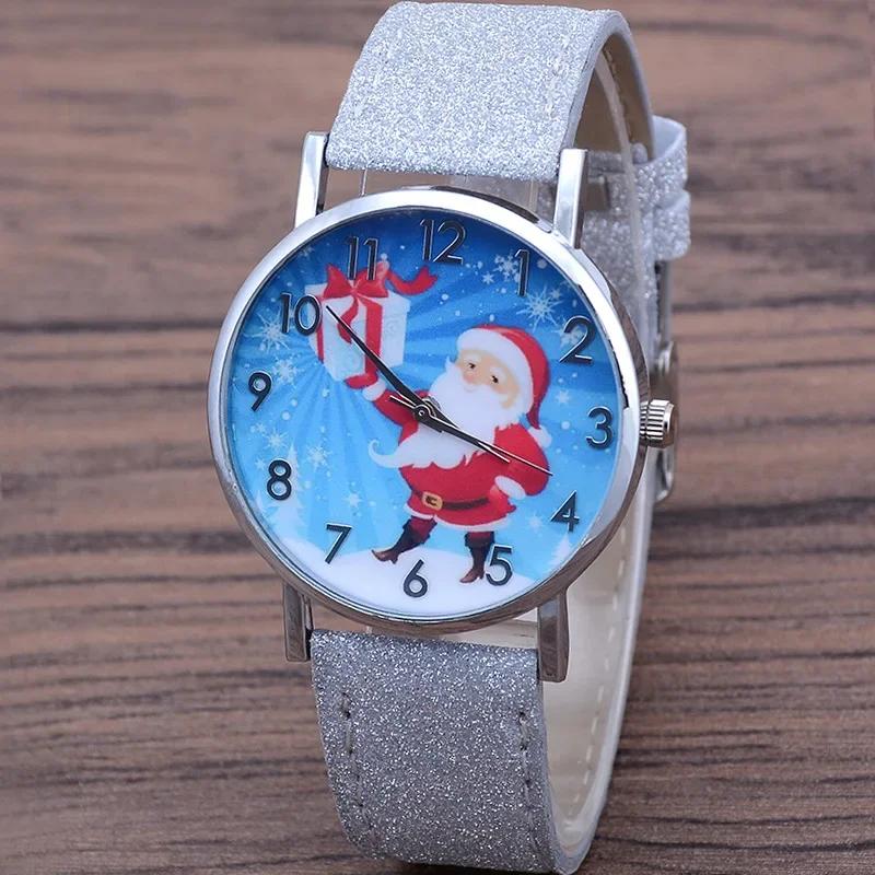 Рождественский Снеговик Женские Часы Повседневные Кварцевые Наручные Часы Яркий Цвет Кожаный Ремешок Кварцевые Часы Женские Часы Reloj Mujer