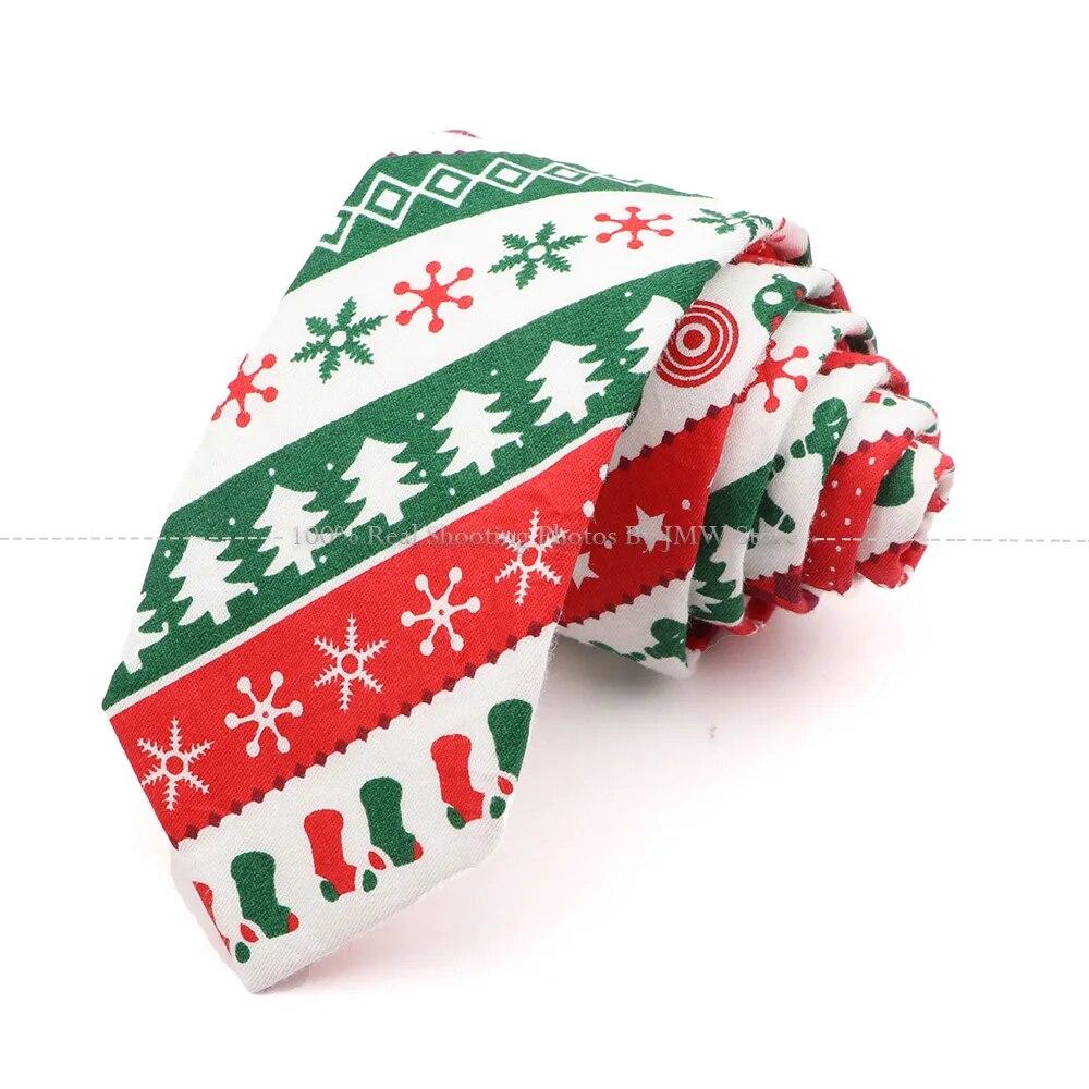 New, Cotton, Christmas, 6cm Tie, Red, Blue, Green Necktie, Santa Claus Snowflake,Neck Tie Festival,