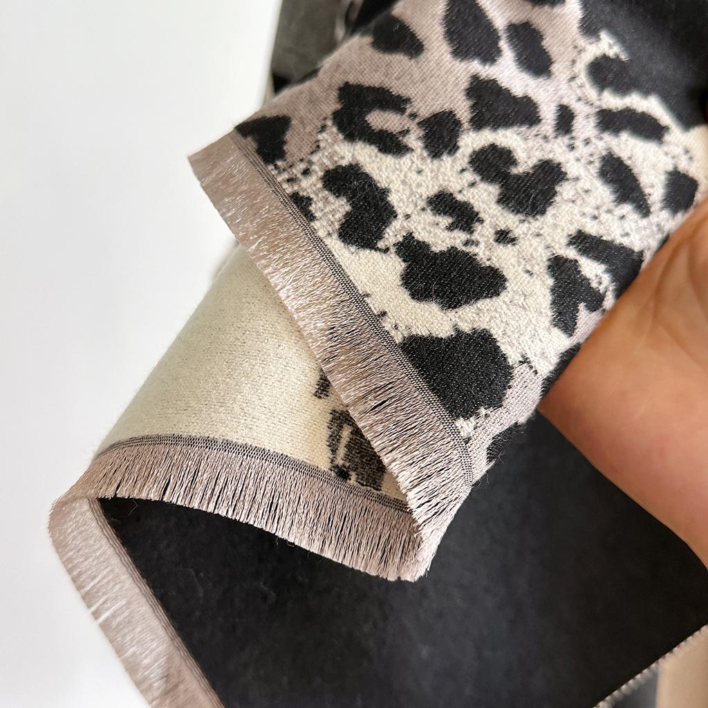 Autumn And Winter Leopard Print Wild Warm Scarf Unique Personality Sweet Cool Wind Women Imitation Cashmere Air Conditioner Shawl Scarf