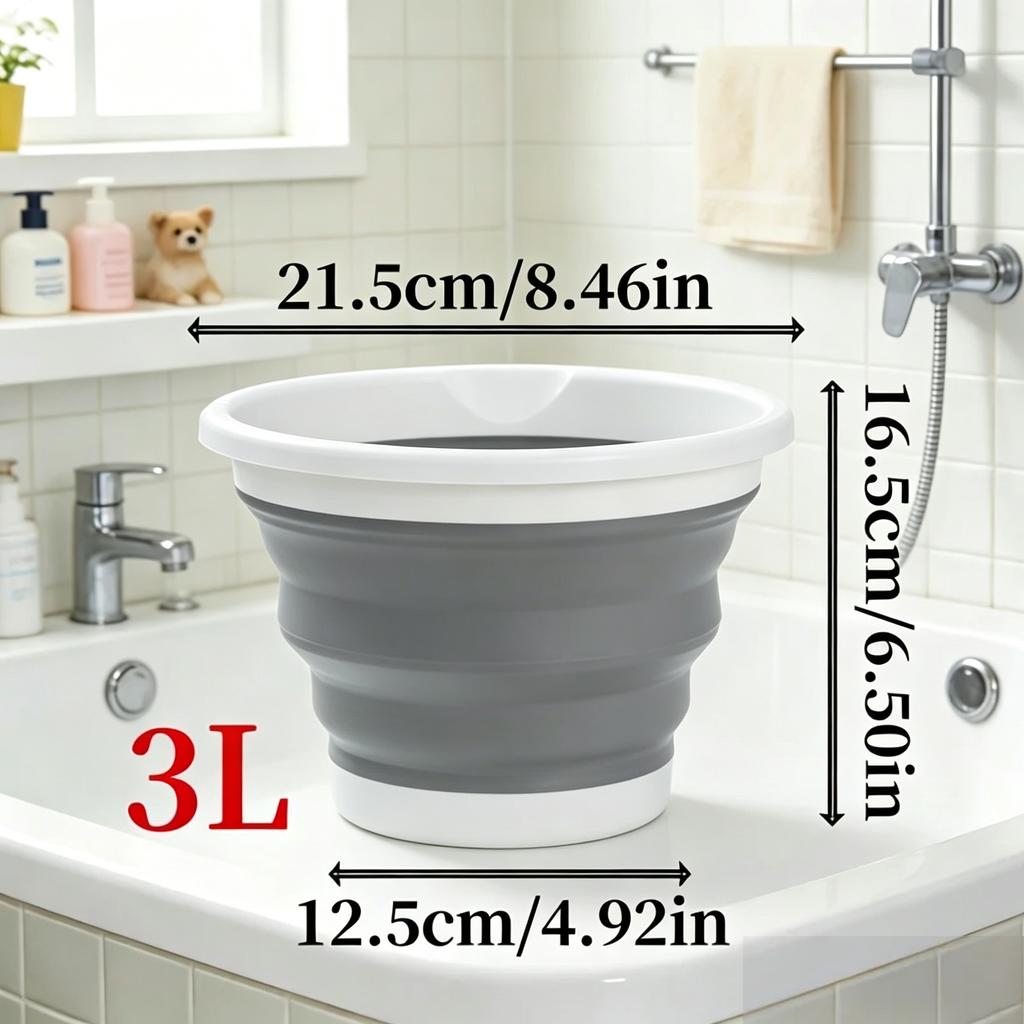 3-Liter Foldable Bucket, Portable Folding Bucket, Car Wash and Fishing Bucket, Household Plastic Travel Outdoor Camping Bucket
