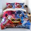 Комплект постельного белья с принтом Street Fighter Retro Game Gamer, Пододеяльник Комплект постельного белья Покрывало Наволочка, Постельное белье размера King Queen для мальчика
