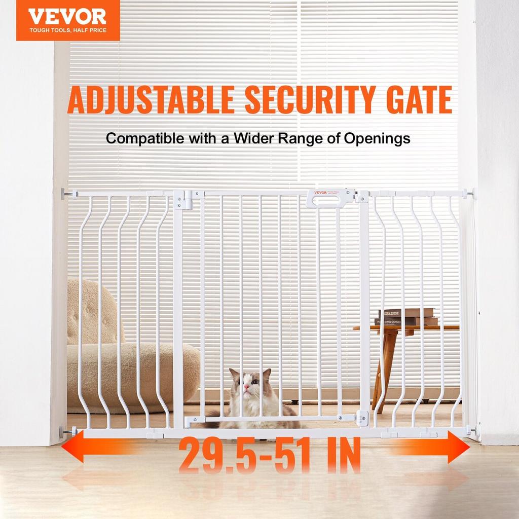 Baby Gate, 29.5"-53" Extra Wide, 30" High, Dog Gate for Stairs Doorways and House, Easy Step Walk Thru Auto Close Child Gate Pet Security Gate with