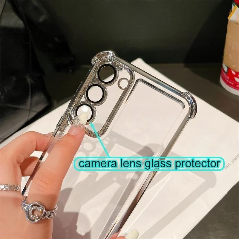 Противоударный силиконовый чехол с гальваническим покрытием «Четыре угла» для Samsung Galaxy A17 A56 A36 A73 5G A53 A52 A33 A23 A22 A13 A12