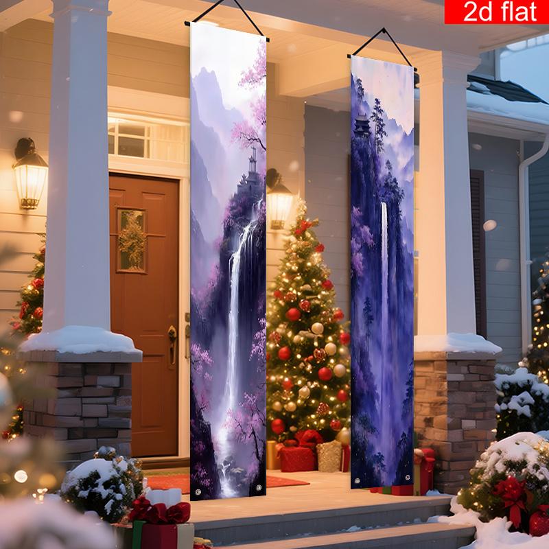 2pcs Chinese New Year & Birthday Cherry Blossom Waterfall Traditional Door Coupl #1218