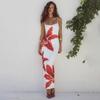 Floreal Print Long Dress For Women Gown Summer Spaghetti Strap Sleeveless Backless Bodycon Sexy Midi Dress Elegant