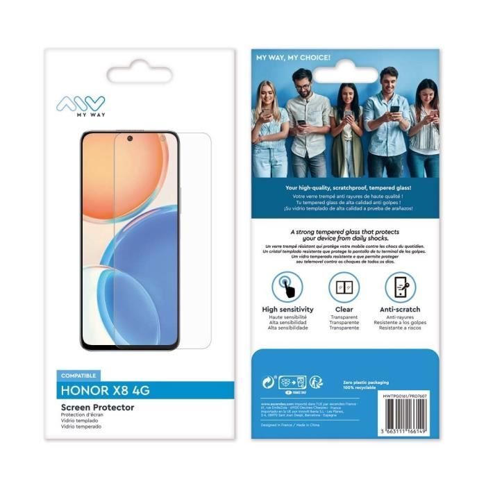 Myway verre trempe plat honor x8 4g