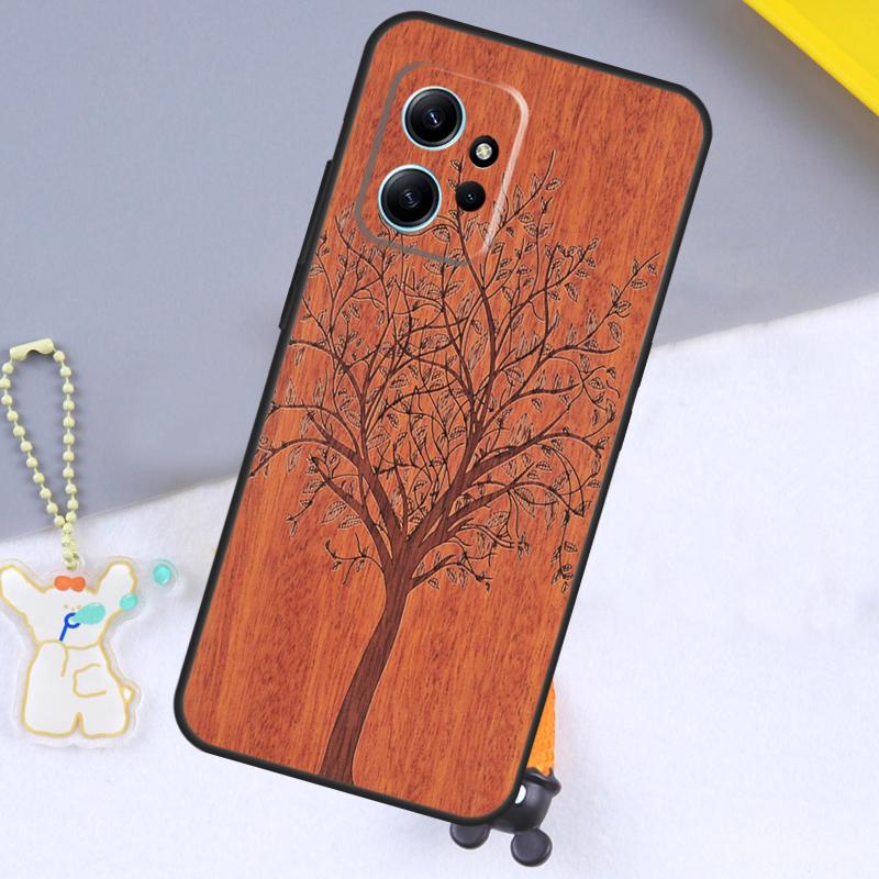 Чехол из натурального бамбука с принтом животных для Xiaomi Redmi Note 13 14 9 10 11 12 15 Pro Plus Чехол для Redmi 13C 15 C 12C 14C 10C