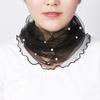 Women Clothing Accessories Transparent Scarf Circle Scarf Pearl Decor Mesh Fashion Elegant