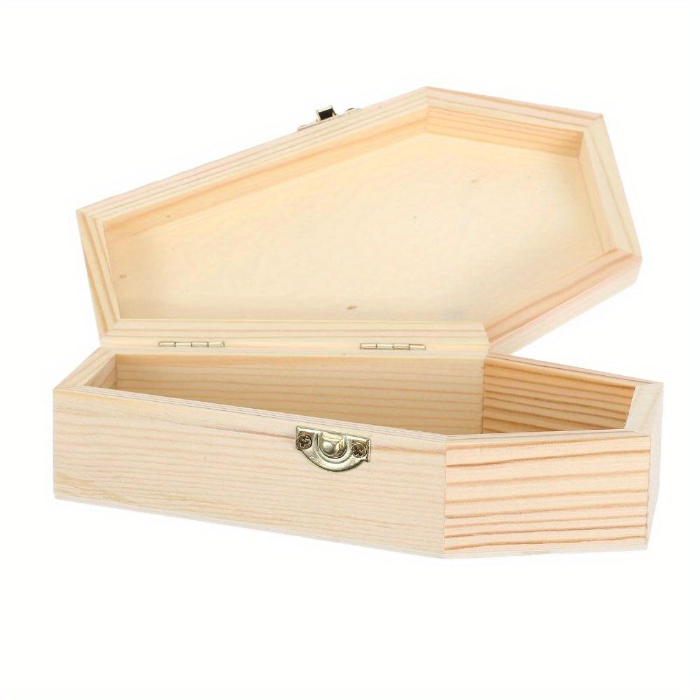 Wooden Flip Lid Coffin Candy Box Goodie Boxes Ring Case Necklace Organizer Jewelry