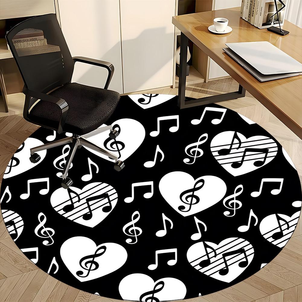1pc Music Notes Heart Pattern Chair Carpet for Office, Non-slip, Soft and Durable Office Rug for Decoration, Perfect for Office yy260105034