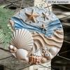 Плоский 2D, 1 шт. Круглая алюминиевая металлическая табличка, Печать «Морская звезда, Ракушки» на металлической табличке, Водонепроницаемая и устойчивая к ржавчине, Идеально подходит для морского дома, Дома на пляже