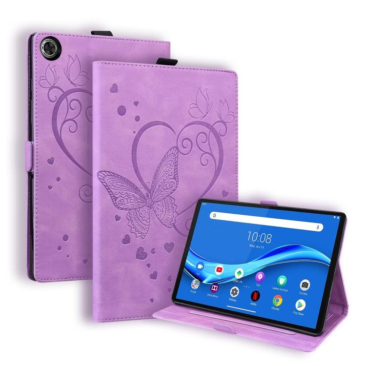 Для M10 Plus Lenovo Tab Tbx606f Tbx606x Чехол-книжка из кожи с держателем, узор «Любовь и бабочки», горизонтальный