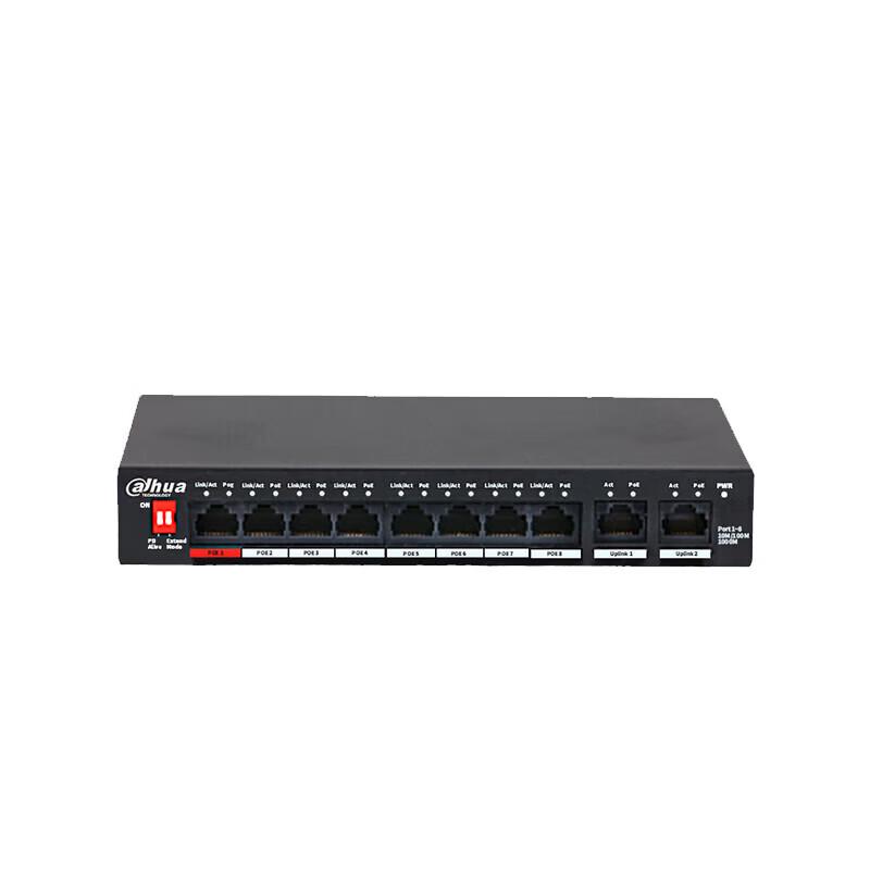 Сетевой коммутатор Dahua 8-портовый Gigabit PoE для видеонаблюдения, с китайской вилкой (адаптер в комплекте)