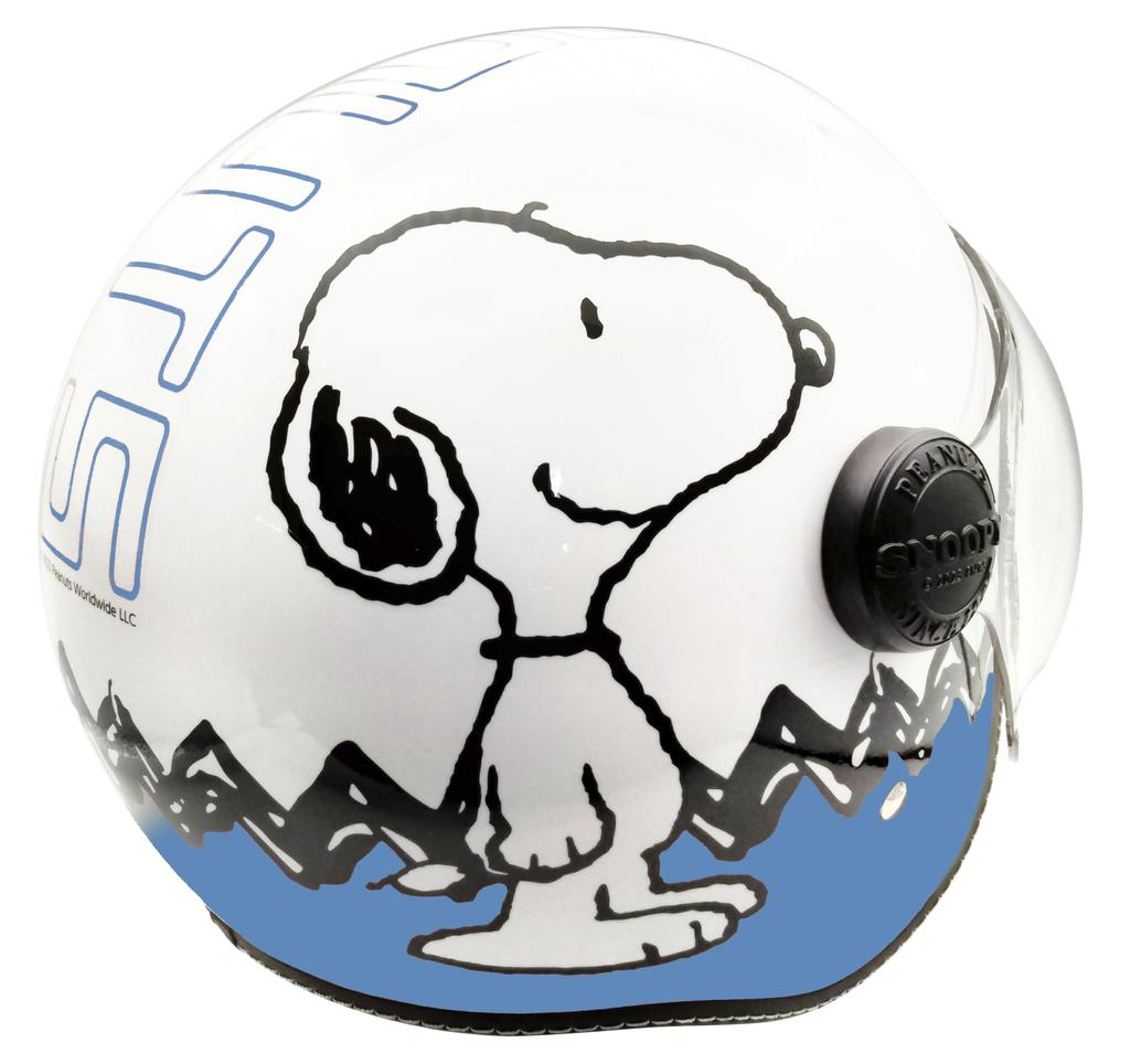 Snoopy Charlie Brown Open Face Jet Helmet with UV Shield & (Blue)