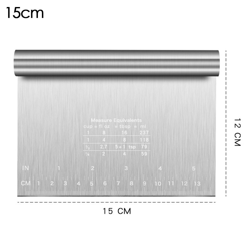 Stainless Steel Bench Scraper Scale Ruler Dough Scraper Polished Pastry Chopper Kitchen