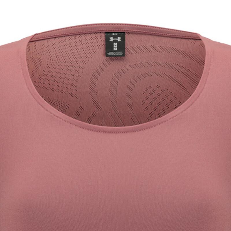 Under Armour Однотонная повседневная футболка с круглым вырезом и коротким рукавом, женские топы, дымчато-красный 1383639-611
