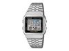 Men's Classic A500WA-1 Silver Stainless Steel Quartz Watch Slide Clasp NEW