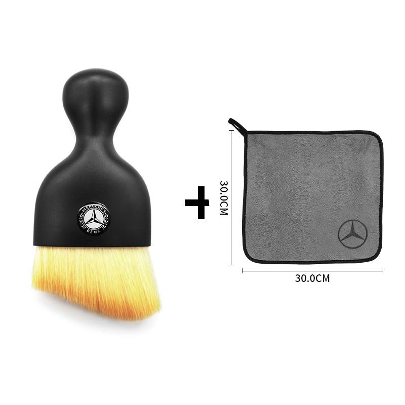 CSD1 For Mercedes Benz Amg A C E GLC GLA GLE W205 W212 X253 W213 Car Logo Dusting Detailing Brush Cleaning Towel Clean Tool Accessory