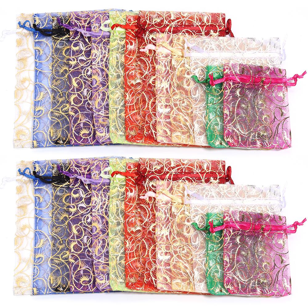 10pcs/lot Organza Gifts Bags Colorful Candy Beads Drawstring Storage Pouches For DIY Christmas Party Gift Jewelry Packaging Bags