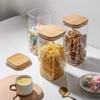 Bamboo Lid Glass Storage Bottles Jars Kitchen Sealed Food Container Canister Tea Coffee Beans Grains Candy Jars Orgnizer Boxes