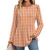 Women's Casual Fashion Long Sleeve Shirt Plaid Printed Tunic Top