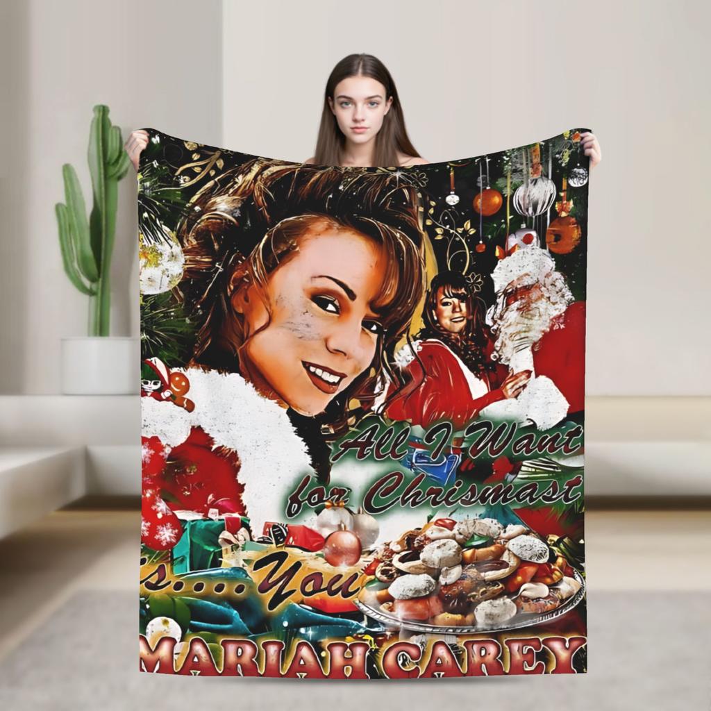 Марайя Кэри All I Want For Christmas Is You Плюшевые одеяла Студенческое фланелевое постельное белье Пледы Теплые мягкие покрывала для улицы Подарок
