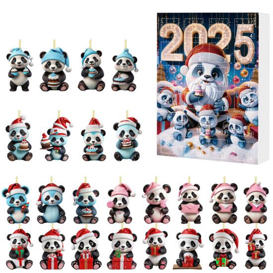Адвент-календарь «Панда» на 2025 год с 24 украшениями в виде панд, детский праздничный обратный отсчет