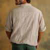 Men's Casual Stand Collar Pullover Shirt Retro Thin Cotton Linen T-shirt Top