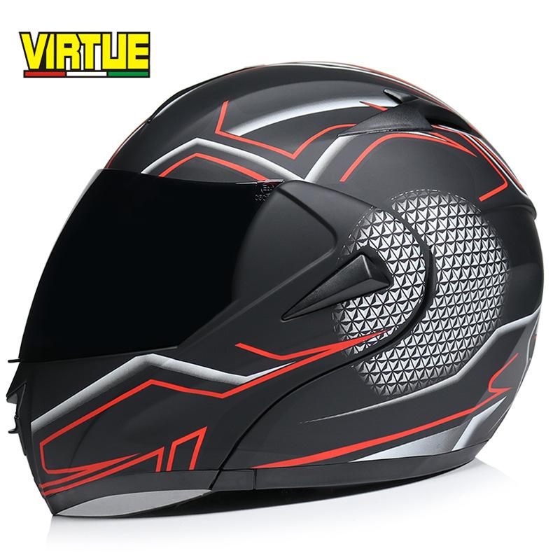 VIRTUE Motorsport Electric Non Motorcycle Helmet Men's Half Helmet Double Lens Full Helmet Running Helmet Carbon Fiber Pattern Road