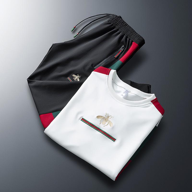 Мужской вышитый спортивный костюм: Толстовка в корейском стиле Little Bee для весны/осени