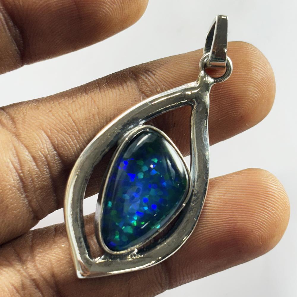 31 Ct Natural Fire Opal Fancy Shape Pendant 925 Sterling Silver