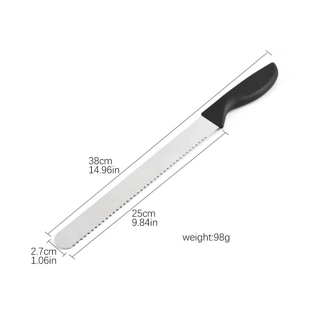 10/14 Inch Fine Tooth Best Serrated Bread Knife Cake Cutting Long Baguette Cutter Stainless Steel Loaf Slicer/Slicing
