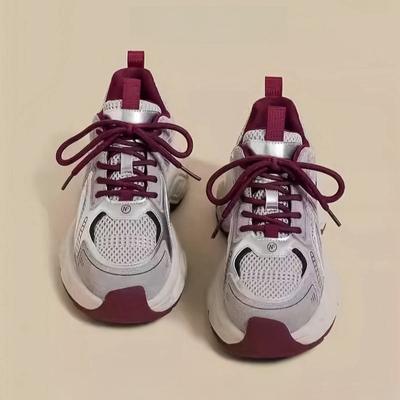 Платформенные кроссовки-папы женские 2025 весна и лето новые ретро-сплайсинг Ankola красные кроссовки на небольшой платформе