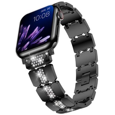 Для Apple Watch Series 10 42 мм/9 8 7 41 мм/SE (2023) SE (2022) SE 6 5 4 40мм/3 2 1 38мм Стильный ремешок для часов из цинкового сплава с декором из стразов