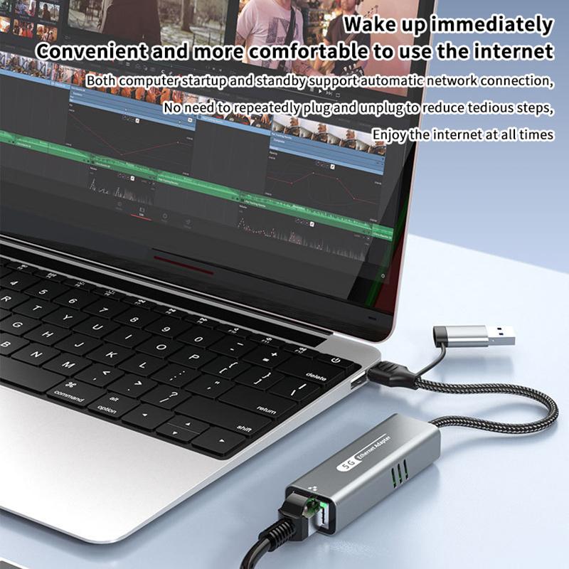 Адаптер USB 5 Гбит/с на Ethernet для ноутбука, чипсет RTL8157, 5000 Мбит/с USB3.2 на RJ45, сетевой конвертер 5G 2.5G 1G 100 Мбит/с