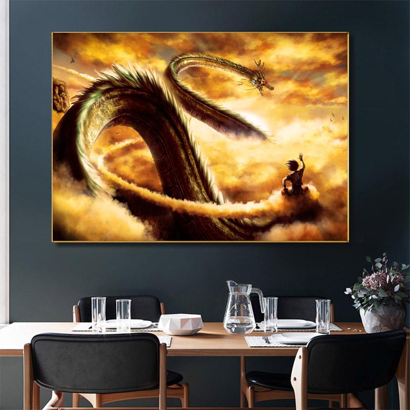 Japanese Anime Poster Dragon Good Morning Shenron Bedroom Dormitory Decoration Poster Wall Aart Living Room Canvas Painting
