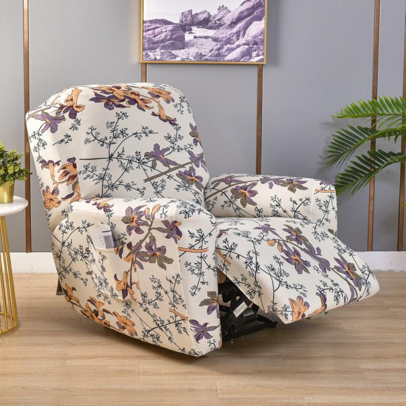 Elastic Full Cover Recliner Chair Slipcover Single Seater Sofa - Thick Fabric Dustproof Protector With Printed Patterns