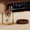 Retro Fruit Fork & Coffee Spoon Set, 304 Stainless Steel Cutlery with Glass Jar & Wooden Base for Dessert & Table Decor