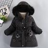 2023 New Thick Keep Warm Winter Girls Jacket Detachable Hat Plush Collar Hooded Coat For Kids 4 Color Children Birthday Present