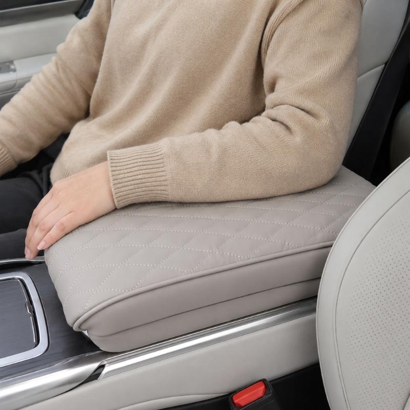 Center Console Armrest Cover Pad for, Quilted Lid Pad for Daily Driving Comfort and Wear Guard