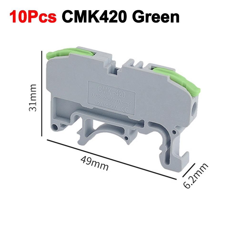 10Pcs 4mm2 11AWG Din Rail Terminal Block 450V 32A Quick Splice Hub for Electronics Wiring