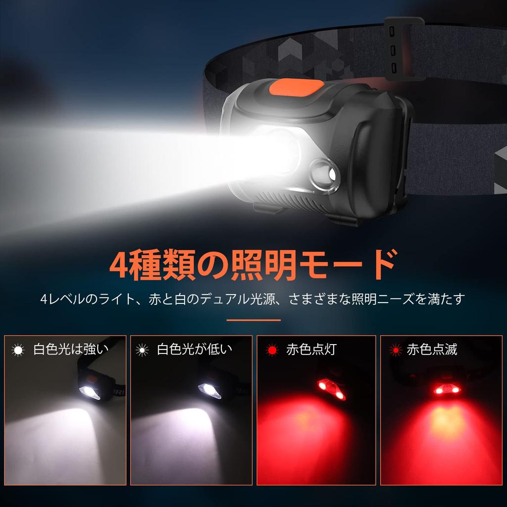 Светодиодный налобный фонарь, AAA, белый и красный светодиоды, высокая яркость, подарок на День отца, налобный фонарь, регулируемый угол 45°, сверхлегкий, 4 режима освещения, SOS