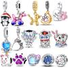 Оригинальные Шармы Медь Золотистый Пудель Сова Собака Отпечаток Лапы Кролик Сердце Бусины Подходят для Браслета Женские Украшения Ожерелье Сделай Сам Подарок