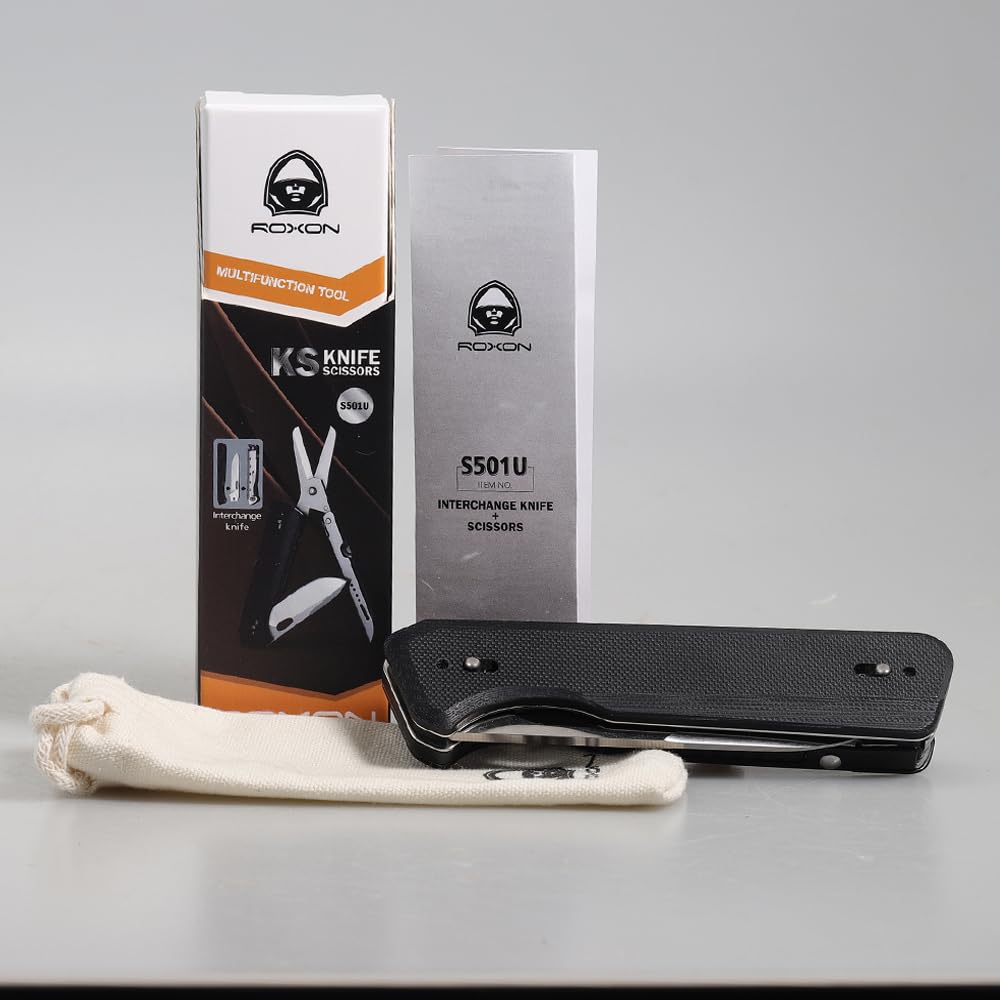 Roxon S501U Удобно носить с собой на ремне, складные карманные ножницы со сменным ножом, идеально подходят для Прочный и легкий, поэтому его можно носить с собой